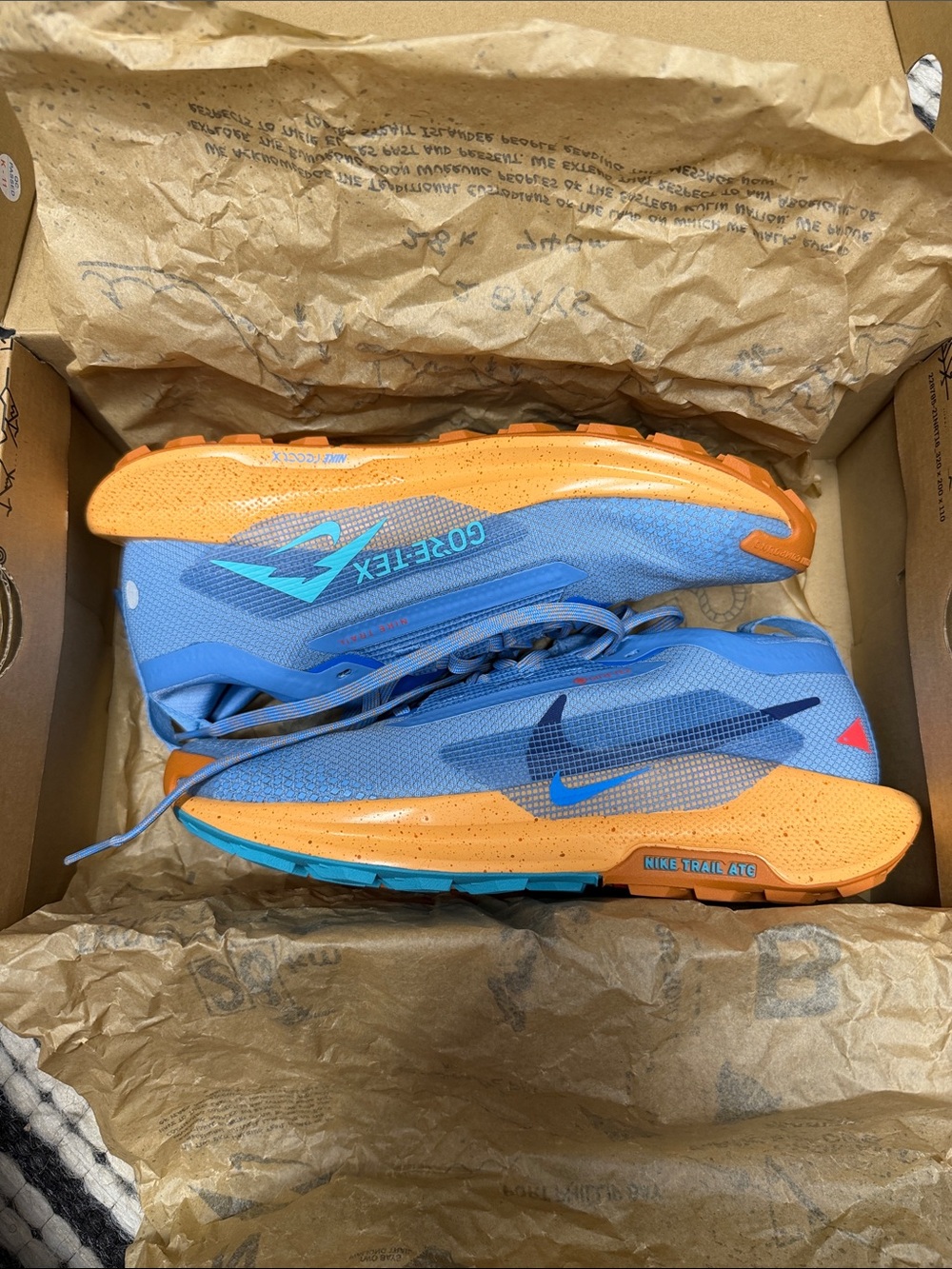 Nike Pegasus Trail 5 GTX Running Shoes in Blue & Orange - GORE-TEX